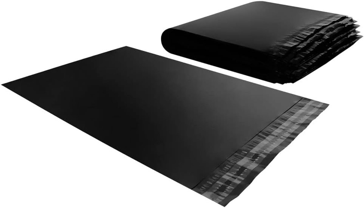 SnelShoppen - 100 Zwarte Kunststof Enveloppen, Ondoorzichtig, Waterdicht, 20 x 30 cm, Robuuste Verzendzakken voor Veilig Verzenden, Manipulatiebestend