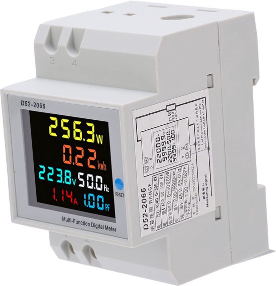 Elektrische meter, eenfase, D52-2066, indicator voor elektriciteitsverbruik, LCD-scherm, kWh, energiemeter, AC40.0-300.0V, voor huishoudelijk gebruik