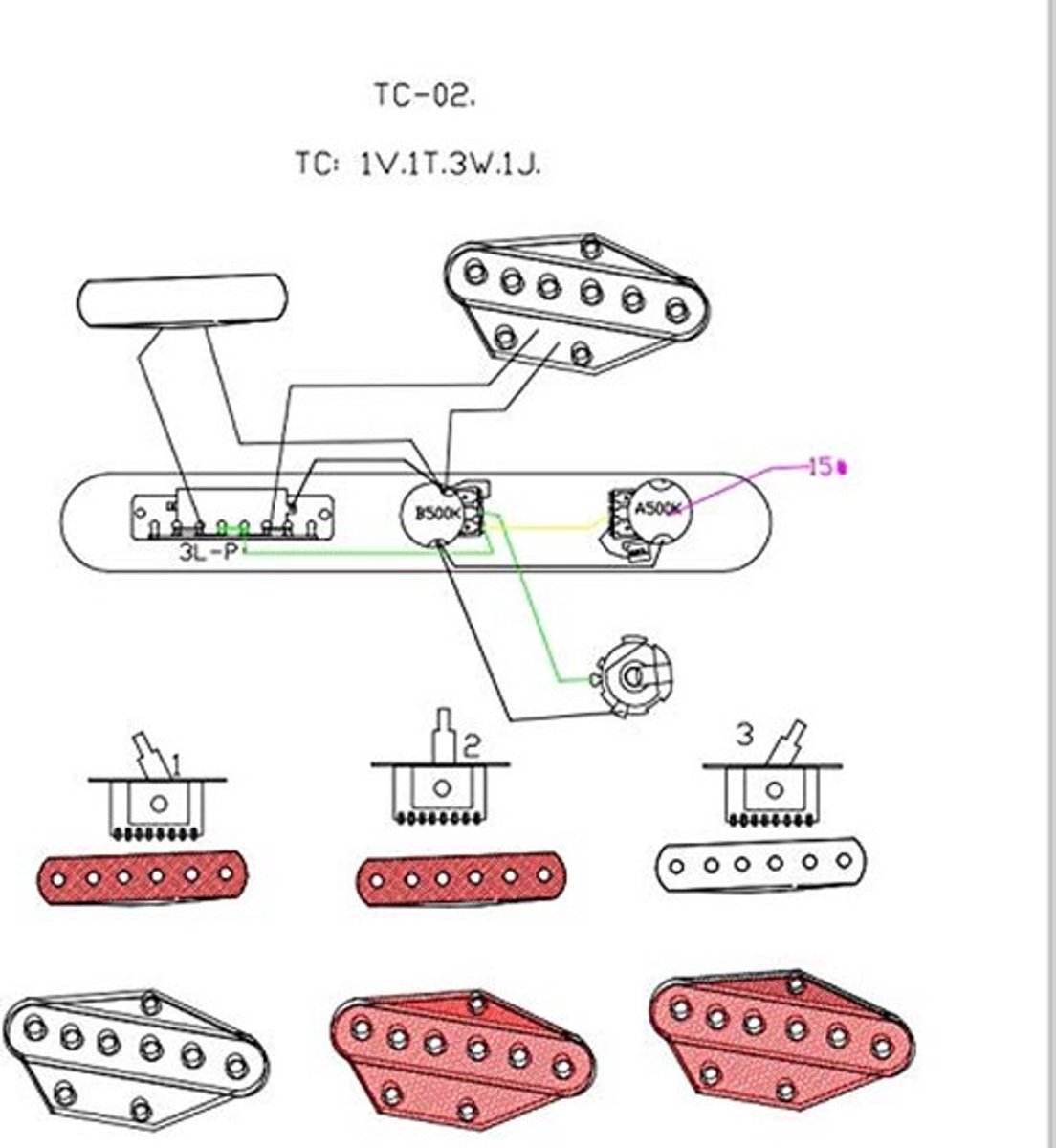 Volledig geladen controleplaat voorgeconfigureerd 3-weg controleplaat met bedrading voor Telecaster/Tele zwart