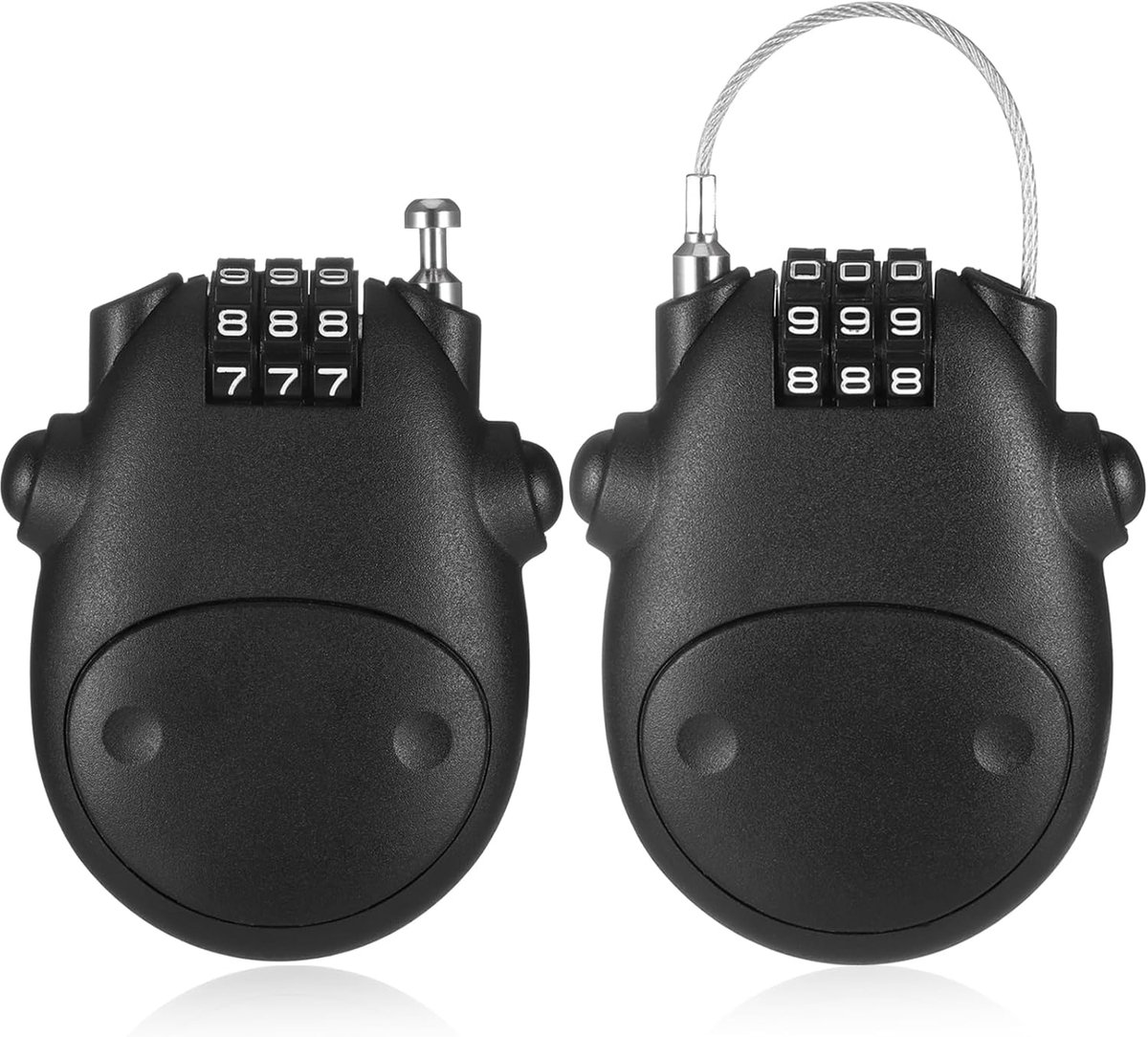 SnelShoppen - 2 stuks Roestvrij Stalen Kabelslot met Combinatie, Flexibele Intrekbare Kabel 81 cm, Lichtgewicht Helmslot voor Scooter, Fiets, Motorhel