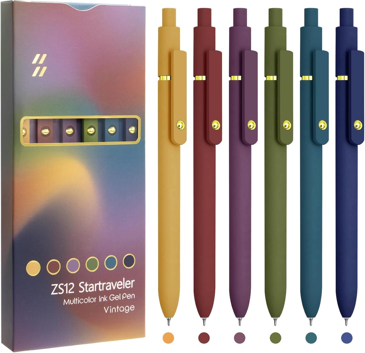SnelShoppen - Kleurrijke Gelpennen 6 Stuks Fijne Punt 0,5 mm Gekleurde Inkt voor Dagboeken Notities Kantoorbenodigdheden Geschenken voor Vrouwen Goud