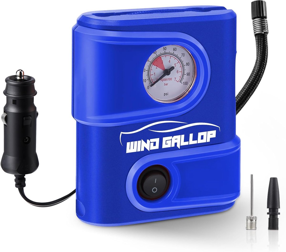 SnelShoppen - Draagbare Luchtcompressor Bandenpomp met Manometer - 12V DC Elektrische Luchtpomp voor Autobanden, Fietsen, Motoren en Bandenballen - Li