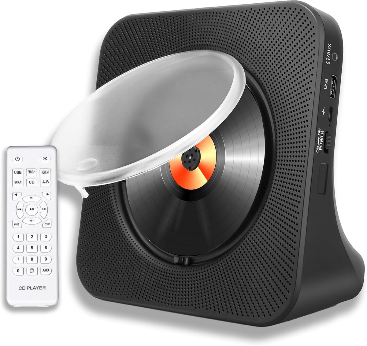 SnelShoppen - Draagbare Bluetooth CD-speler met luidsprekers - 8-in-1 Hifi Stereo Geluidssysteem voor Thuis - CD/Bluetooth/FM-Radio/USB/AUX/Timer/ Afs