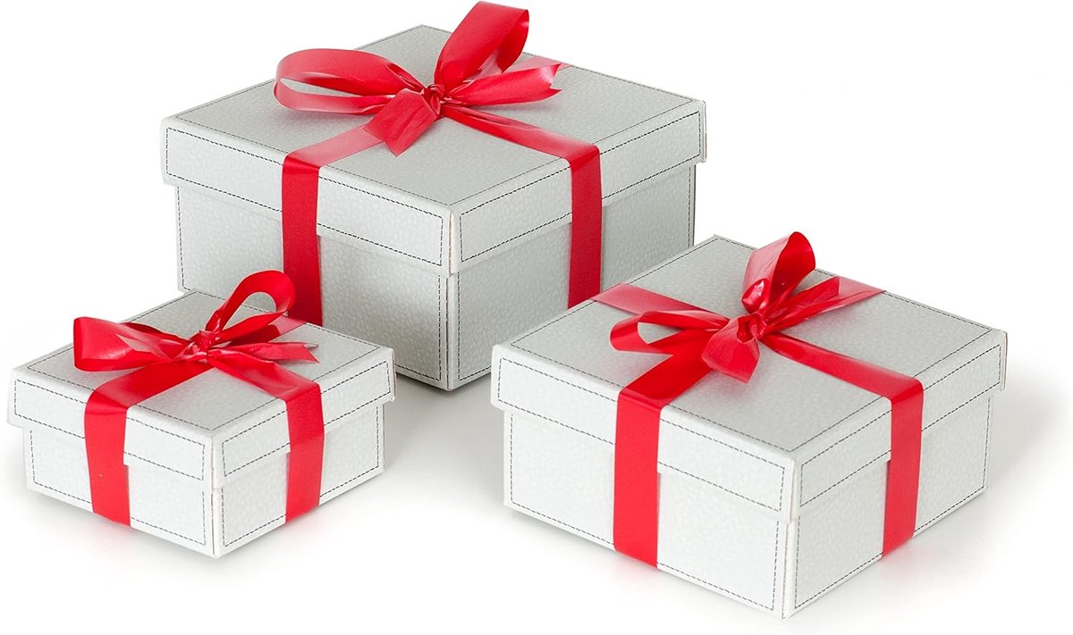 SnelShoppen - Lavatelli Geschenkdozen met Deksel, Zijdepapier en Strik, Set van 3 Maten, Robuust Karton voor Feesten, Verjaardagen, Cadeaus, Elegant e