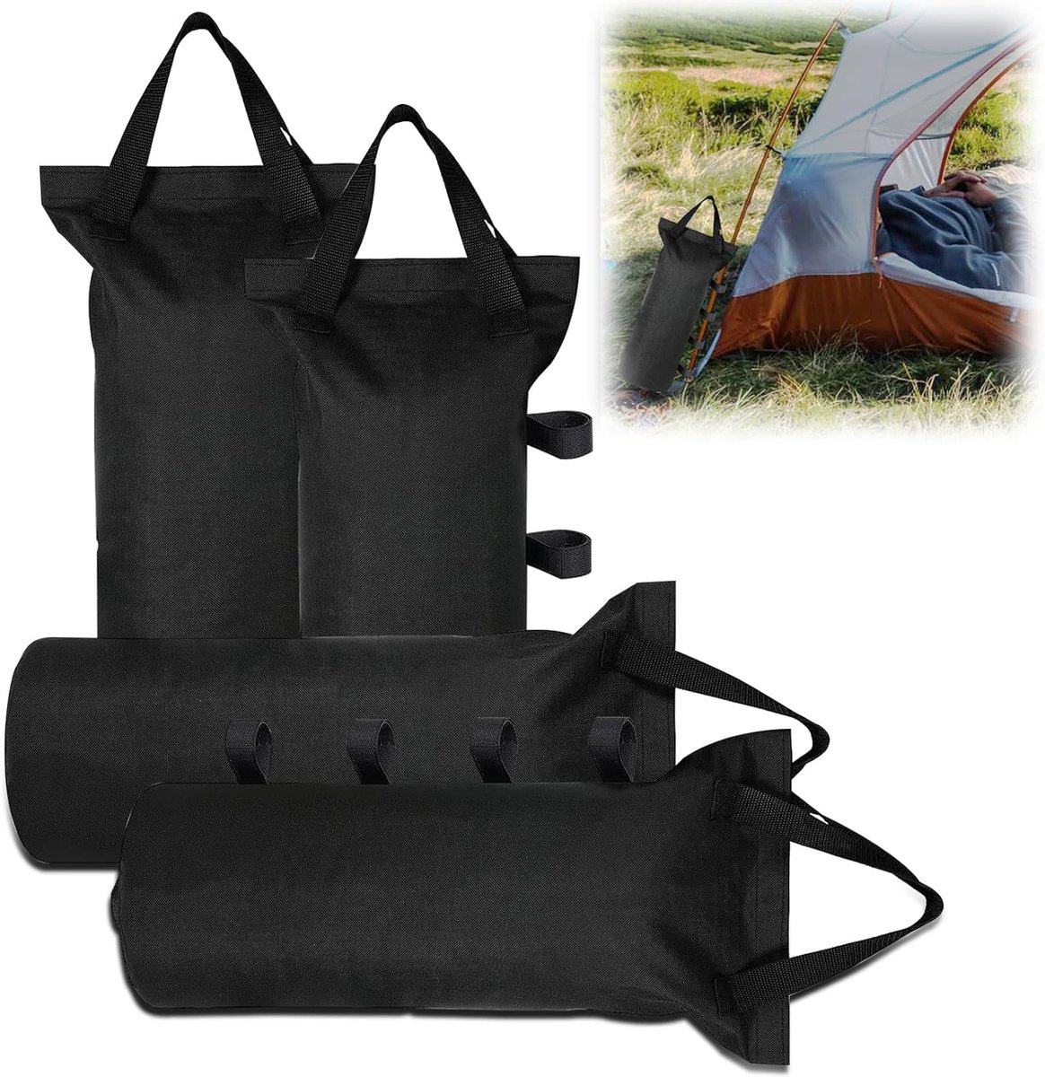 SnelShoppen - Set van 4 Zandzakken voor Paviljoen, Waterdicht 600D Oxford, Versterkte Gewichten voor Tent, Parasol, Trampoline, 50 x 15 cm, Perfect vo