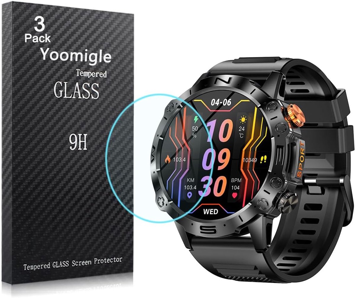 SnelShoppen - 3x Screen Protector Gehard Glas voor 1,43 inch Smartwatch - Krasbestendig, 9H Hardheid, Anti-Luchtbel, Voor ESFOE ST19 en LIGE ST19 - Sc