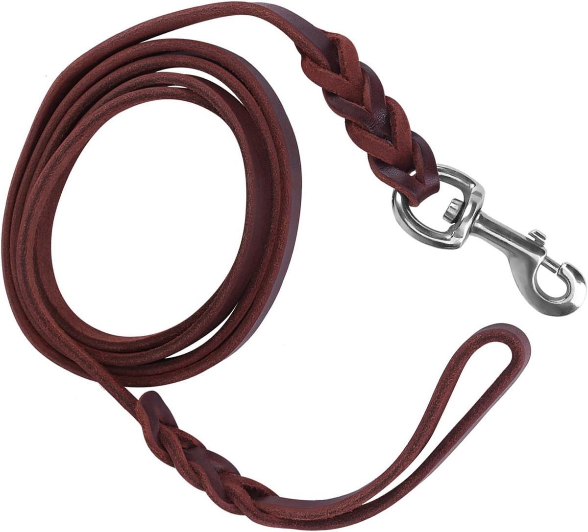SnelShoppen - Leren Hondenriem 2 Meter, Antislip Veiligheidstouw van Koeienhuid, Ideaal voor Wandelen en Hardlopen, Stevige Karabijnhaak, Perfect Cade