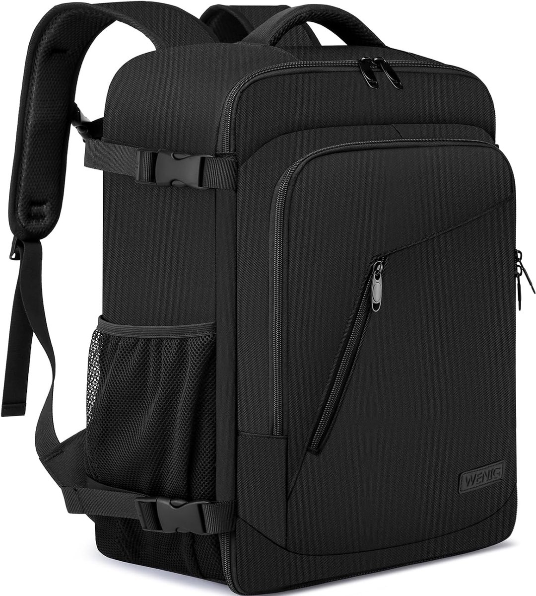 SnelShoppen - Handbagage Reisrugzak 45x36x20 cm - Zwarte Reistas voor Vliegtuig, School en Werk - Laptoprugzak voor Mannen en Vrouwen - Ideaal voor We