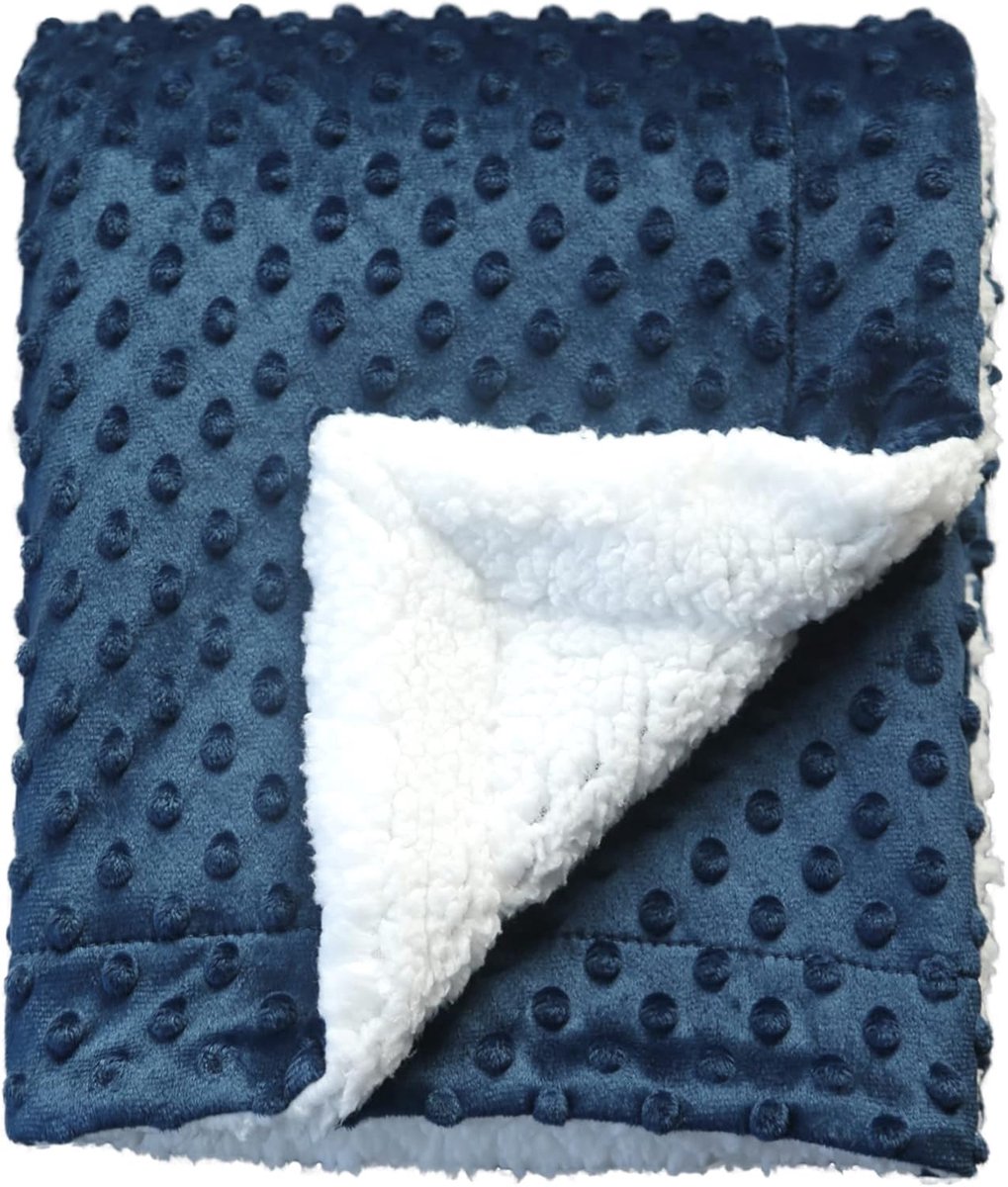 SnelShoppen - Zachte Baby Deken Sherpa - Warm en Knus voor Pasgeborenen, Peuters en Kinderen - Marineblauw 75x100cm - Ideaal voor Wieg, Kinderwagen en