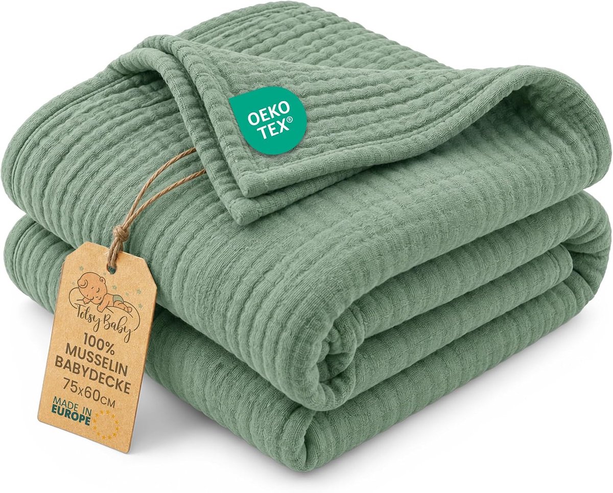 SnelShoppen - Babydeken Zomer Dunne Mousseline Deken 75 x 60 cm - Lichte Ademende Katoenen Deken voor Wieg Kinderwagen - Zonwering voor Newborn Baby M