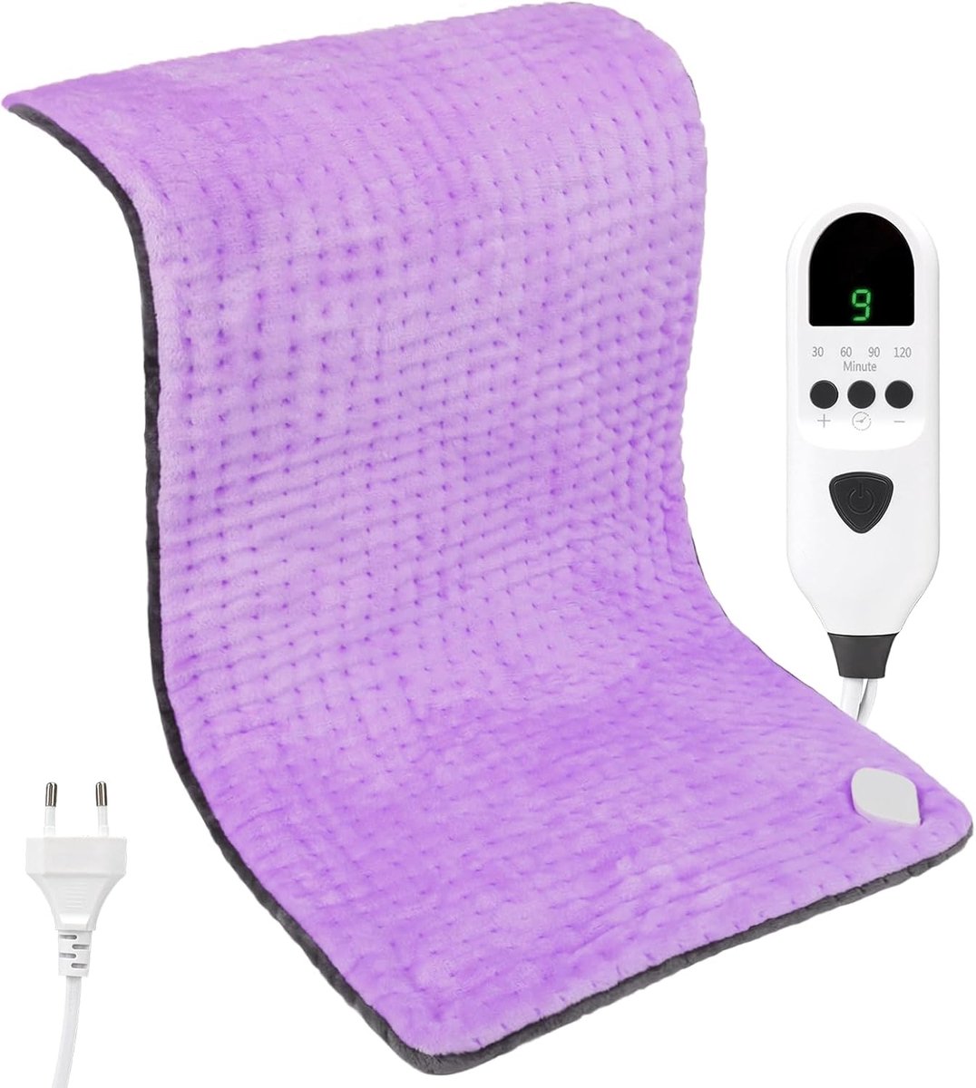 SnelShoppen - Verwarmingskussen Ultra Soft Fleece 30 x 60 cm, 9 Temperatuurniveaus, Machinewasbaar, Perfect als Verjaardagscadeau of Kerstcadeau (Paar