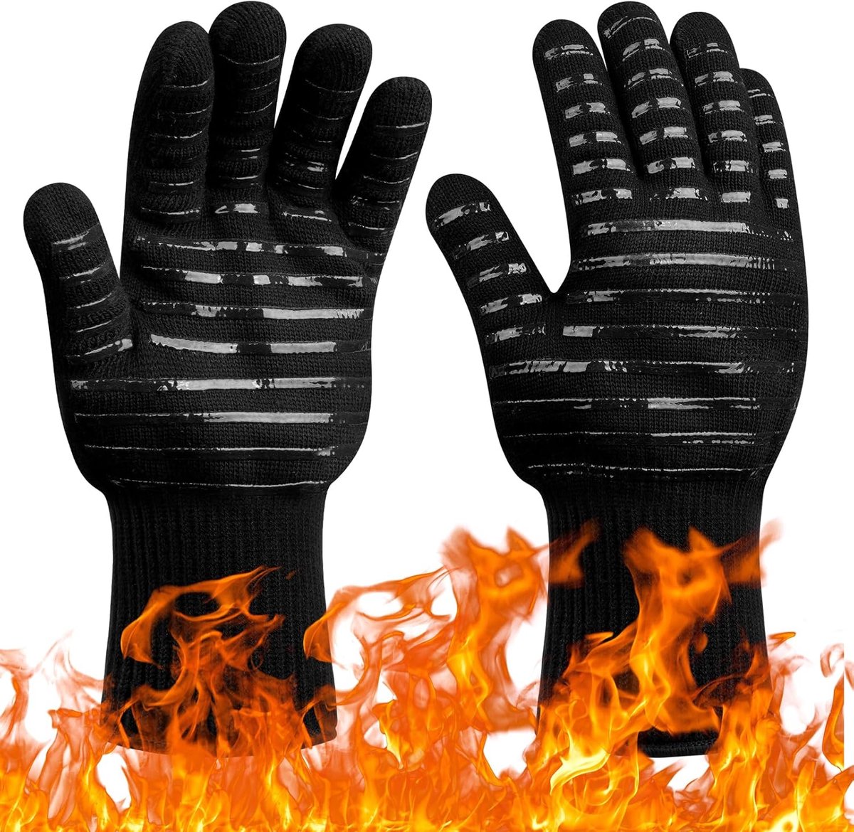 SnelShoppen - Grillhandschoenen Hittebestendig Vuurvast 800°C Ovenwanten Siliconen Grip Koken Bakken BBQ Tuin Keuken Zwart