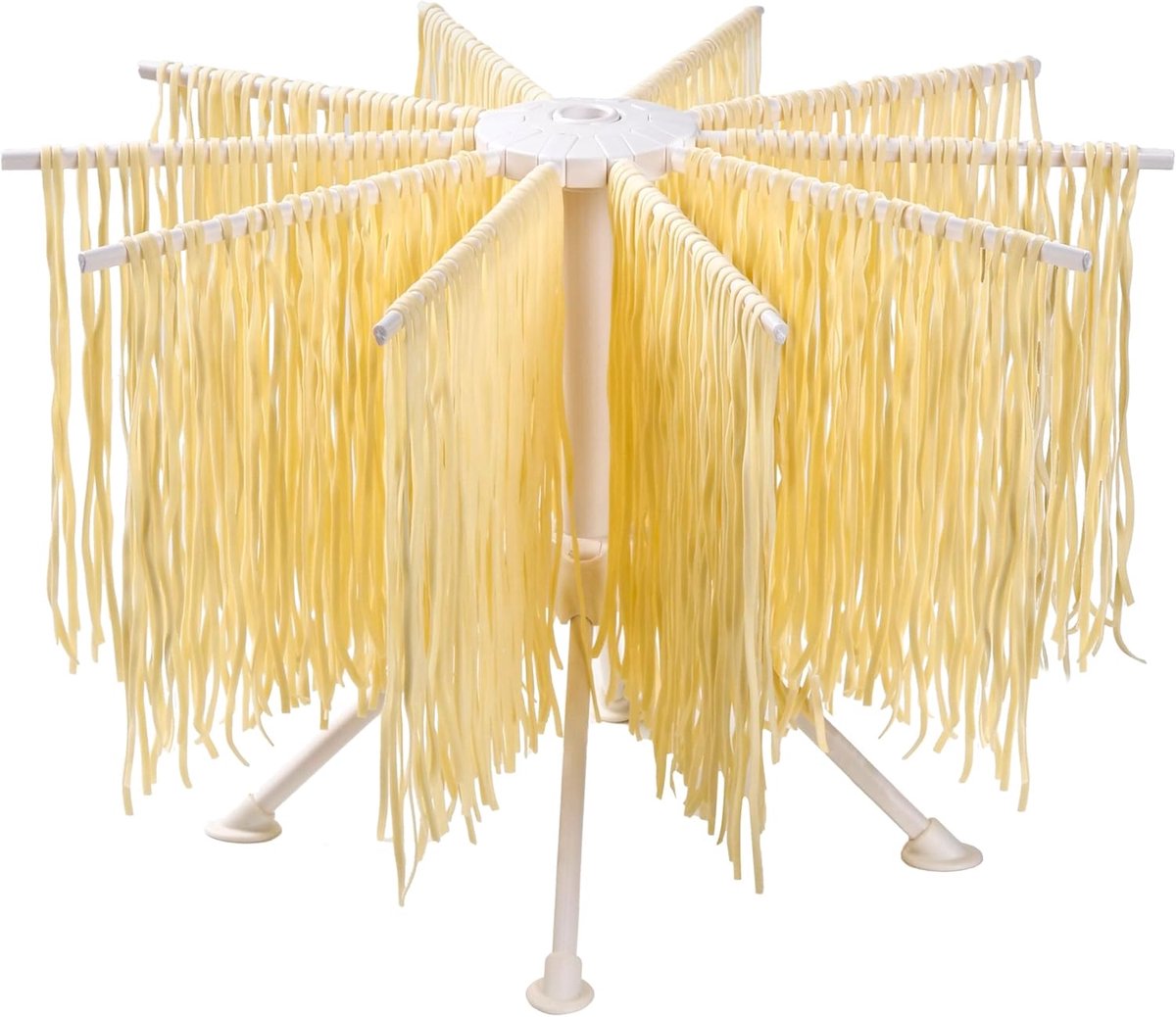 SnelShoppen - Nudeltrockner met 10 Uitschuifbare Armen - Opvouwbare Pastastandaard voor 2 kg Pasta - Kunststof Droogrek voor Pasta - Ideaal voor Keuke