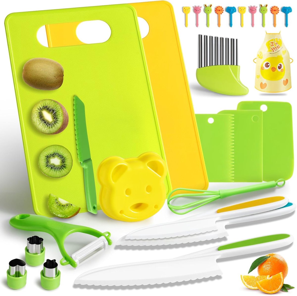SnelShoppen - Kindermessen Set - 27 Stuks Veilig Keukenmessen voor Kinderen, Kindersnijmessen voor Groenten en Fruit, Ideaal voor Peuters en Kleuters