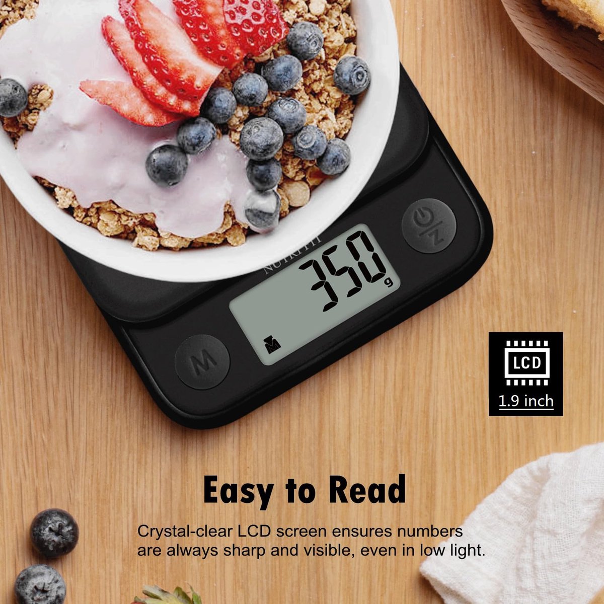 SnelShoppen - Digitale Keukenweegschaal - Elektronische Voedselweegschaal - ABS Kunststof - 5 kg/11 lb - LCD-Display - Zwart - Voor Bakken en Koken
