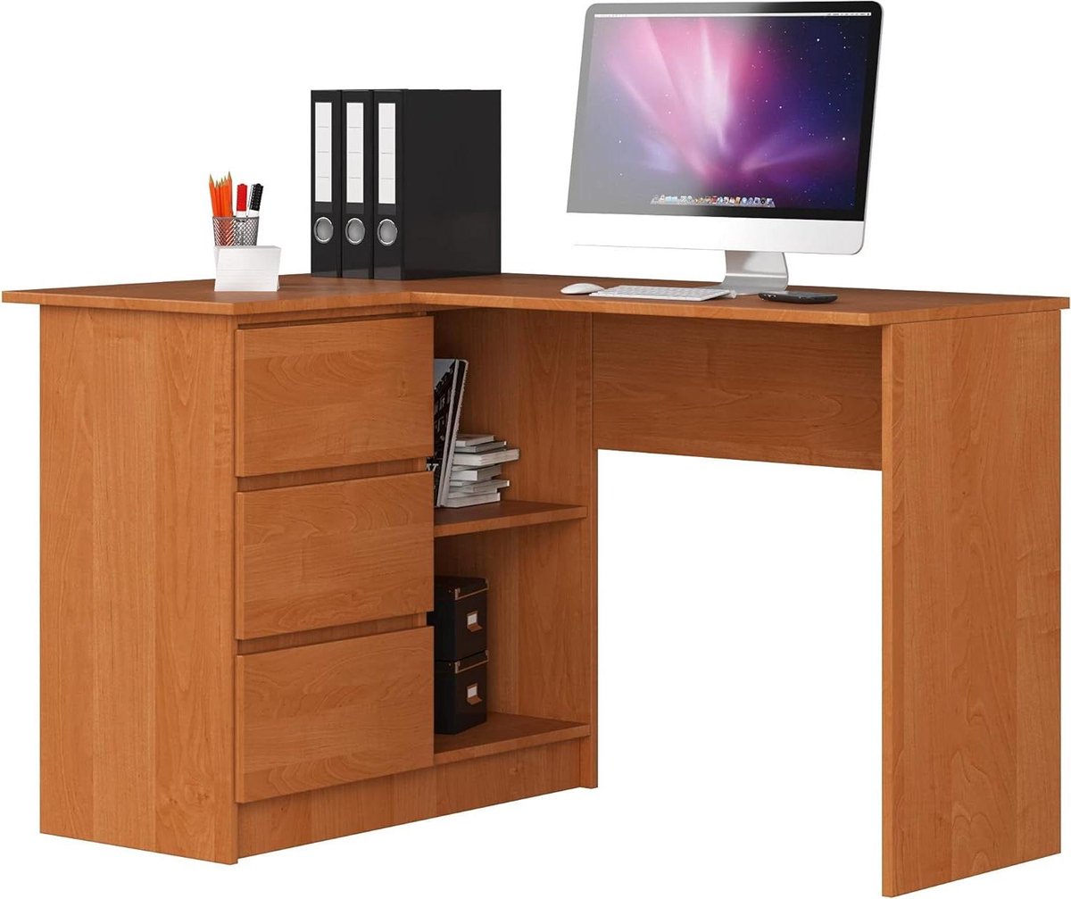 Hoekbureau met opbergruimte - Ladenkast bureau - Thuiswerkplek inrichten - Verstelbare opstelling - 124 cm breed - Aulne