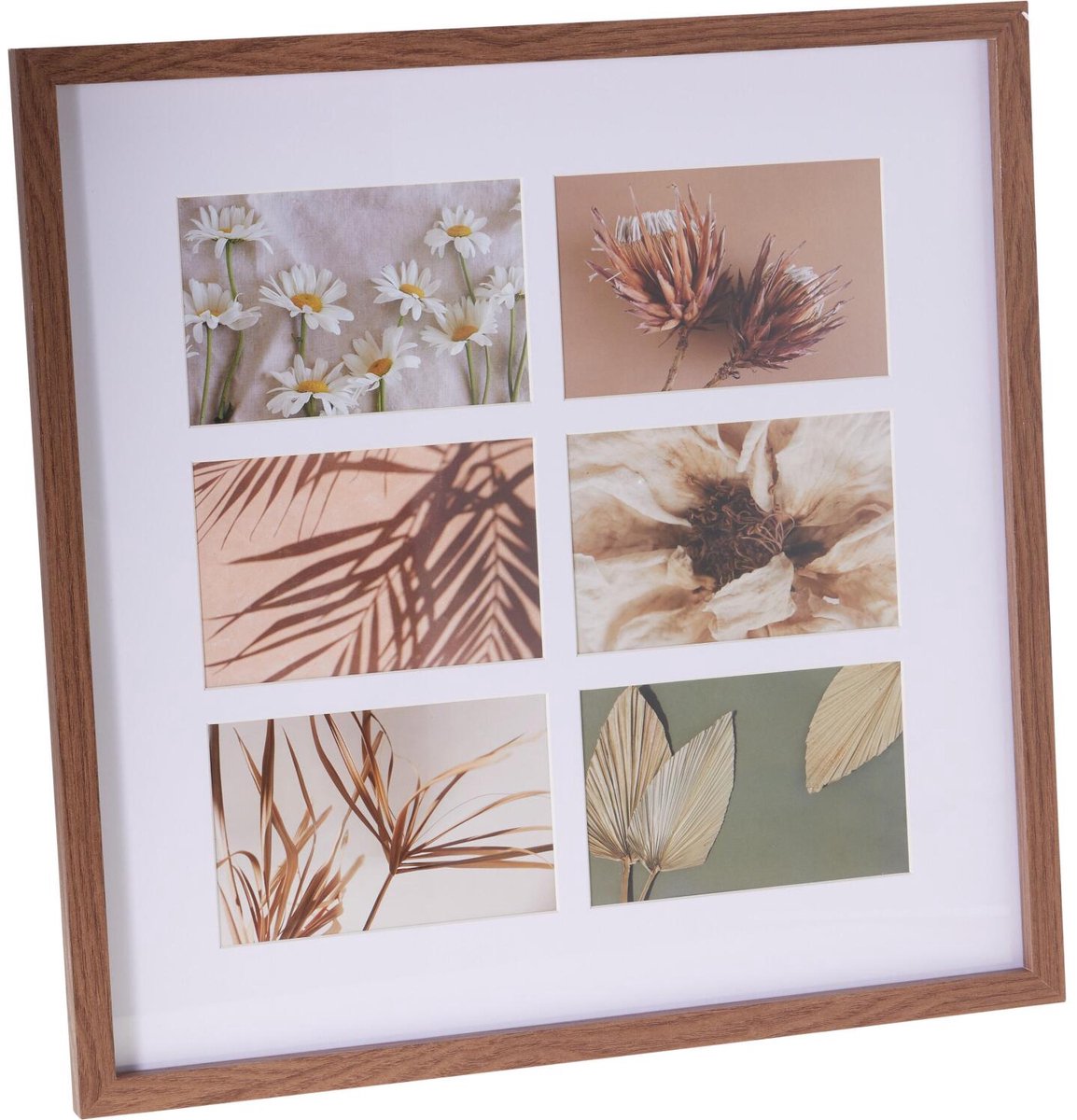 Home & Styling Collage fotolijst met passe-partout - voor 6x foto - hout - bruin - 42 x 42 cm - klassiek