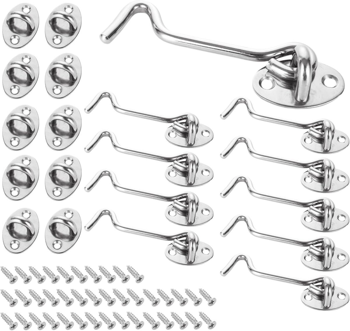 Deurklink Haken - Sluitingen Set - Deuren Beveiligen - Roestvrij Staal - 10 cm Set - Zilve