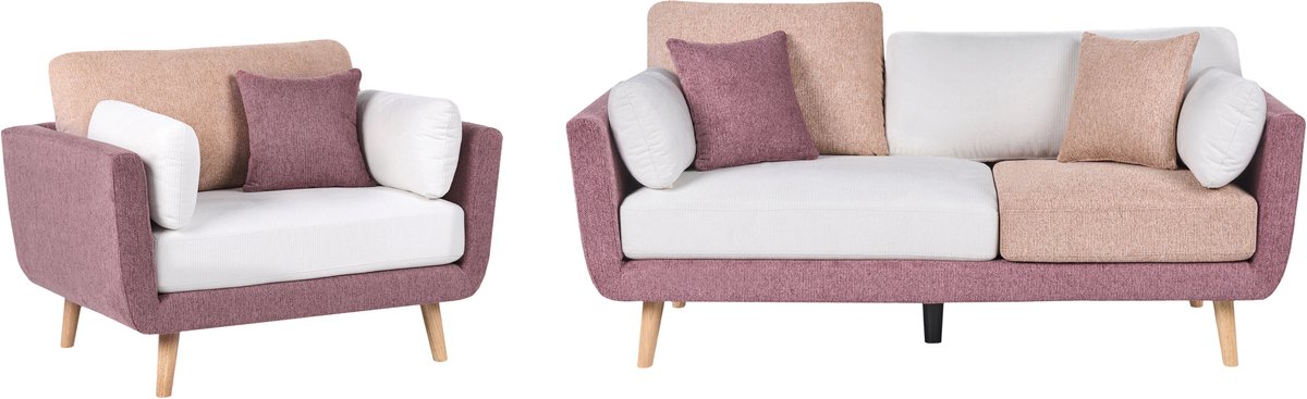 BOLGA - Woonkamerset - Roze/Wit - Polyester