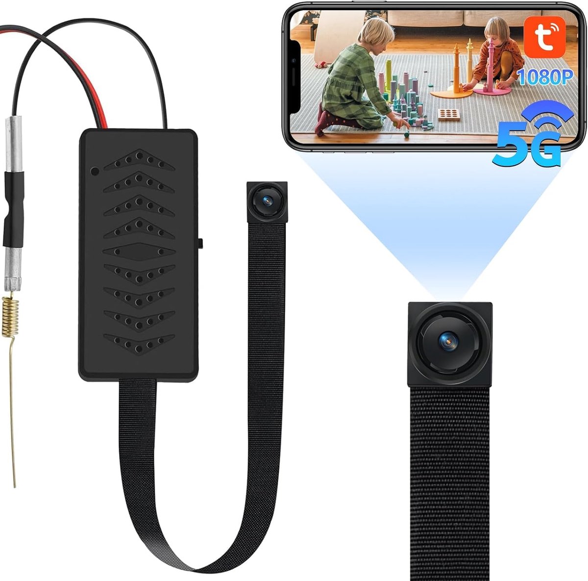 SnelShoppen - WiFi Hidden Camera 5G Mini Draadloze Spy Camera 1080P, Discreet Micro Camera met Bewegingsdetectie en TuyaSmart App voor iPhone en Andro