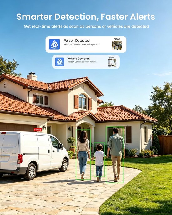 SnelShoppen - 3MP Raamcamera WiFi Bewakingscamera Binnen Buiten - 2,4/5 GHz, Kleurennachtzicht, Bewegingsdetectie, Anti-Reflectie, Cloud/SD Geheugen van Snelshoppen — afbeelding 3