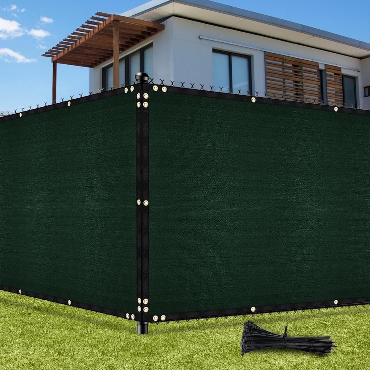 SnelShoppen - Privacy Scherm Tuin 1.52m x 15.24m - Tuinscherm met Oogjes - 98% UV Bescherming - HDPE Materiaal - Windbescherming - Groen - Perfect voo