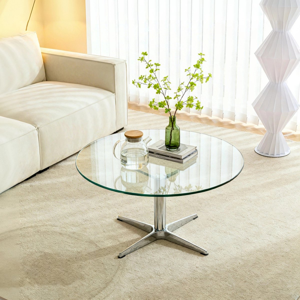 FloraGrace Tafelblad – Rond 91,5 Cm – Gehard Glas – Transparant – Voor Salontafel Of Werktafel – 0,72 Cm Dik
