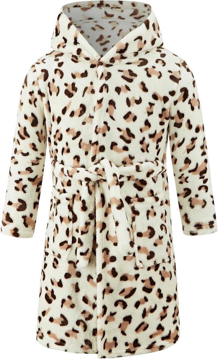 SnelShoppen - Unisex Baby Badjas met Capuchon voor Kinderen, Flanel Pyjama Dressing Gown voor Jongens en Meisjes, Retro Stijl, Maat 100 cm, Perfect vo