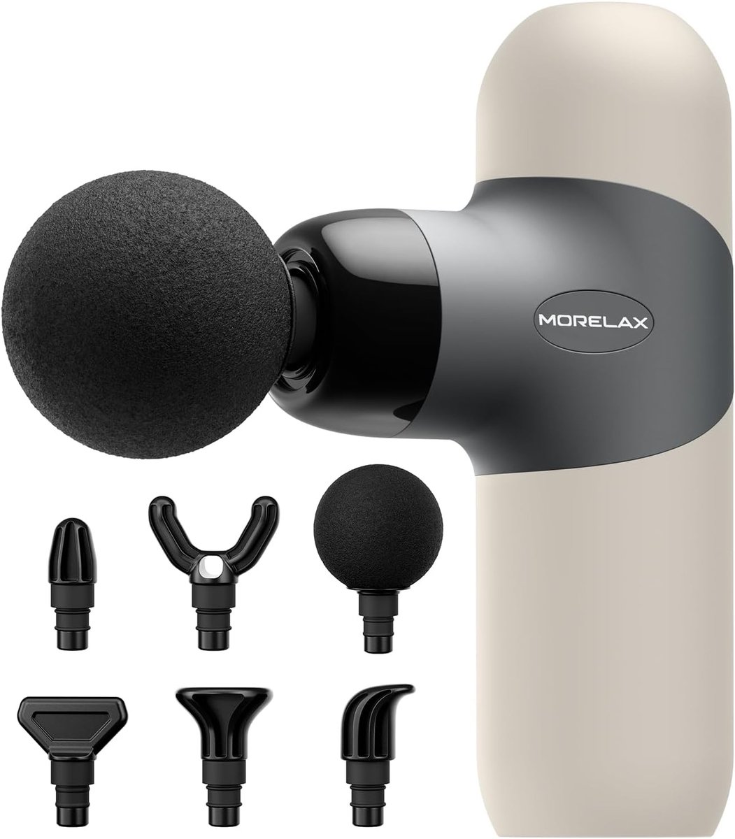 Thijox - Mini Massagepistool Draagbaar Diepe Weefsel Percussie Spiermassager met 6 Verwisselbare Massagekoppen en 4 Snelheden, Ideaal voor Sport, Onts