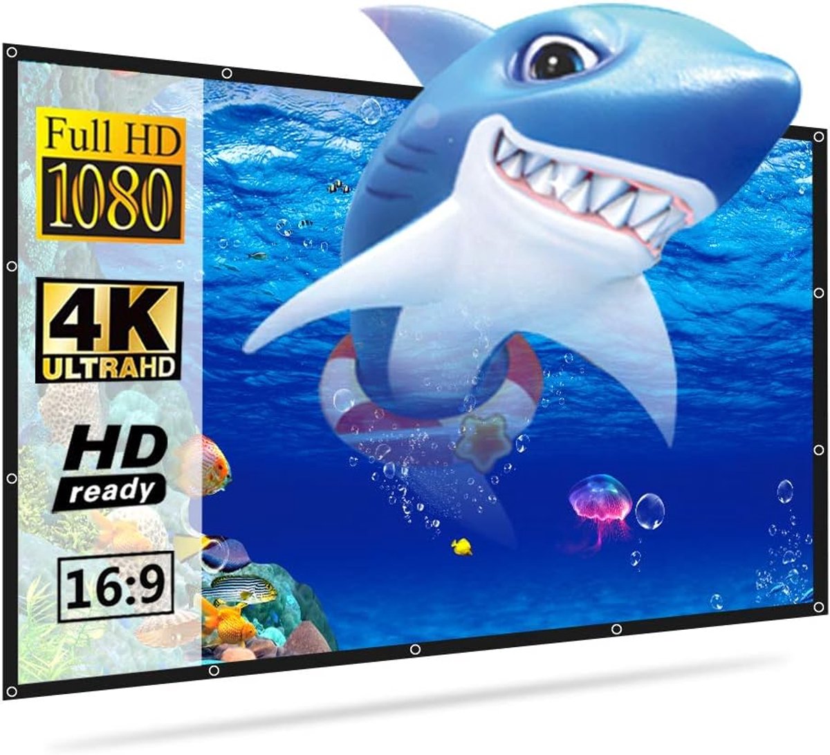 SnelShoppen - Projector Screen 100 Inch HD 16:9 Vouwbare Projectiescherm, Draagbaar, Ideaal voor Thuis, Kantoor, School, Binnen en Buiten