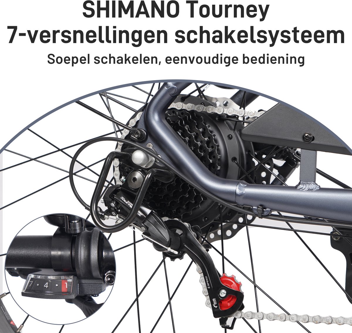 【Eindejaarsdeal】Elektrische Fiets ONESPORT OT05PRO - 140 km Actieradius - 810Wh Accu - 28 Inch Wielen - Shimano 7 Versnellingen - Hydraulische Schijfremmen - Aluminium Frame - LCD Display & APP - Elektrische Stadsfiets - Wit - afbeelding 3