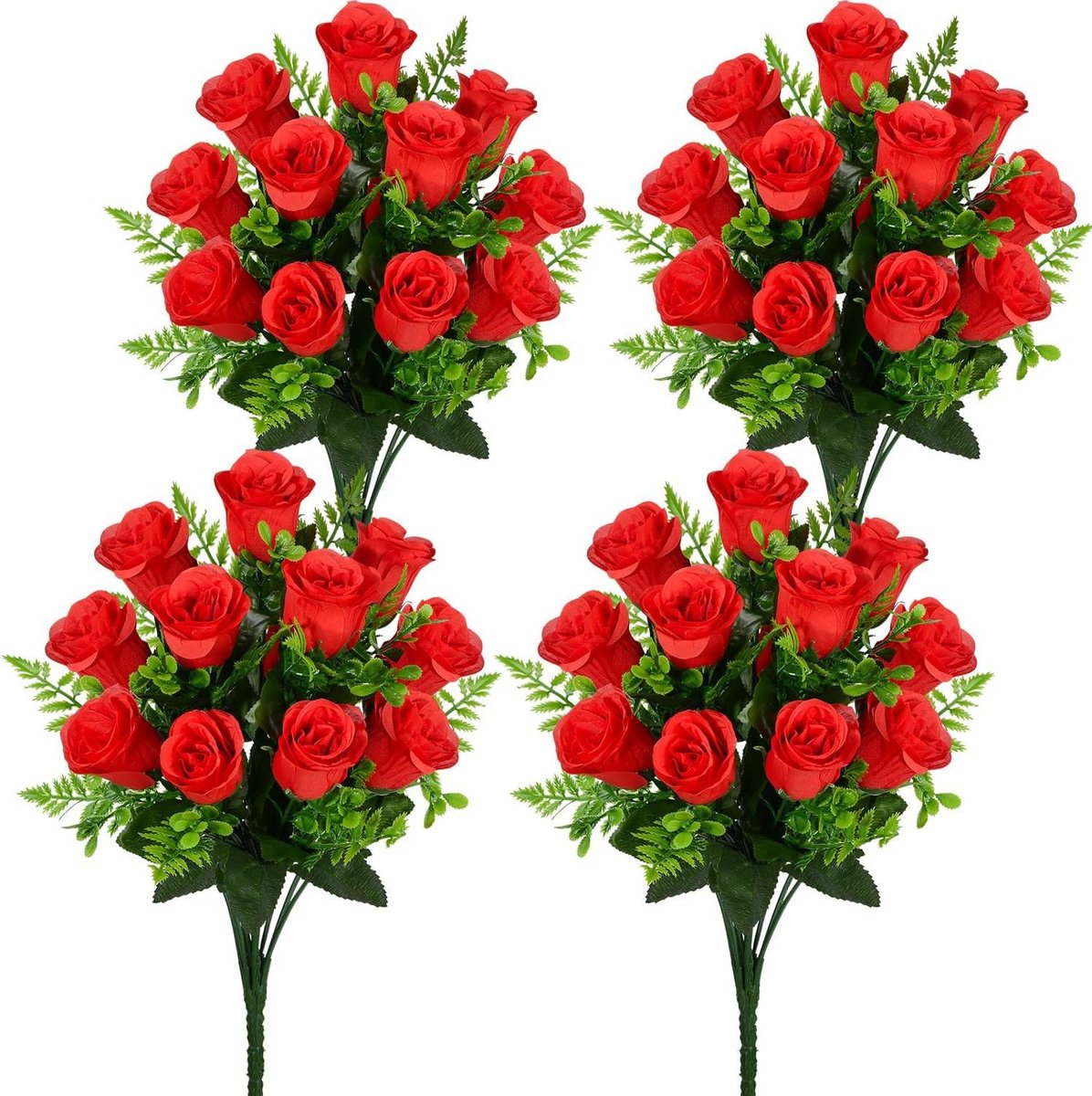Kunst Rozen - Zijde Bloemen - Decoratie - Realistisch Uiterlijk - 42 cm - Rood