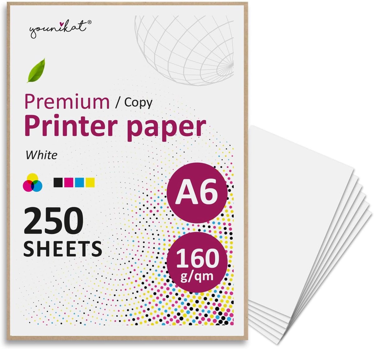 SnelShoppen - A6 Papier 160g/m² Wit - 250 Vellen - Dikte voor Printen en Knutselen - Blank en Flexibel voor Uitnodigingen, Certificaten en Mini Flyers