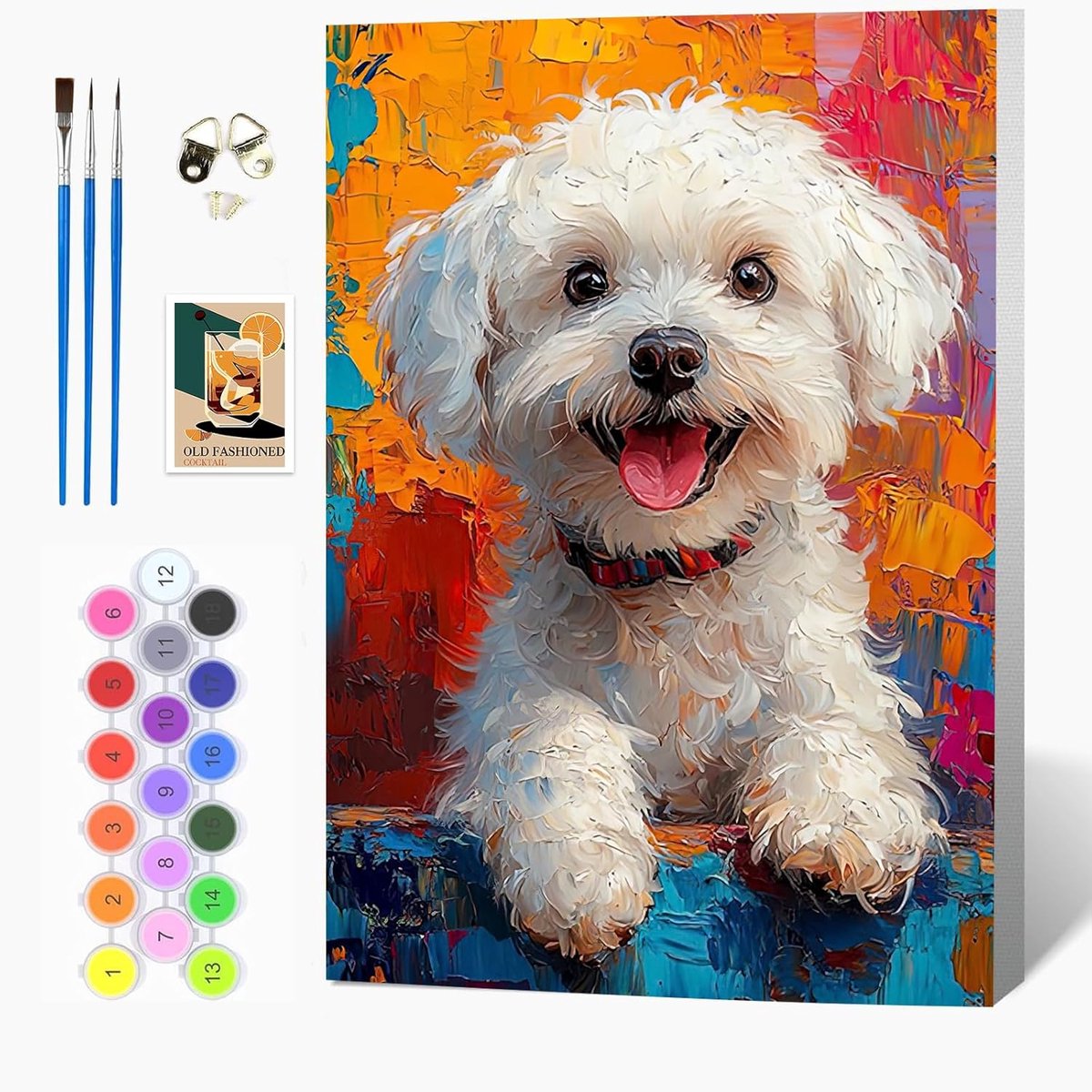 SnelShoppen - DIY Puppy Hond Verf op Nummers Kit voor Volwassenen en Kinderen - Dier Canvas Olieverfschilderij 20x30 cm met Houten Frame en Acrylverf