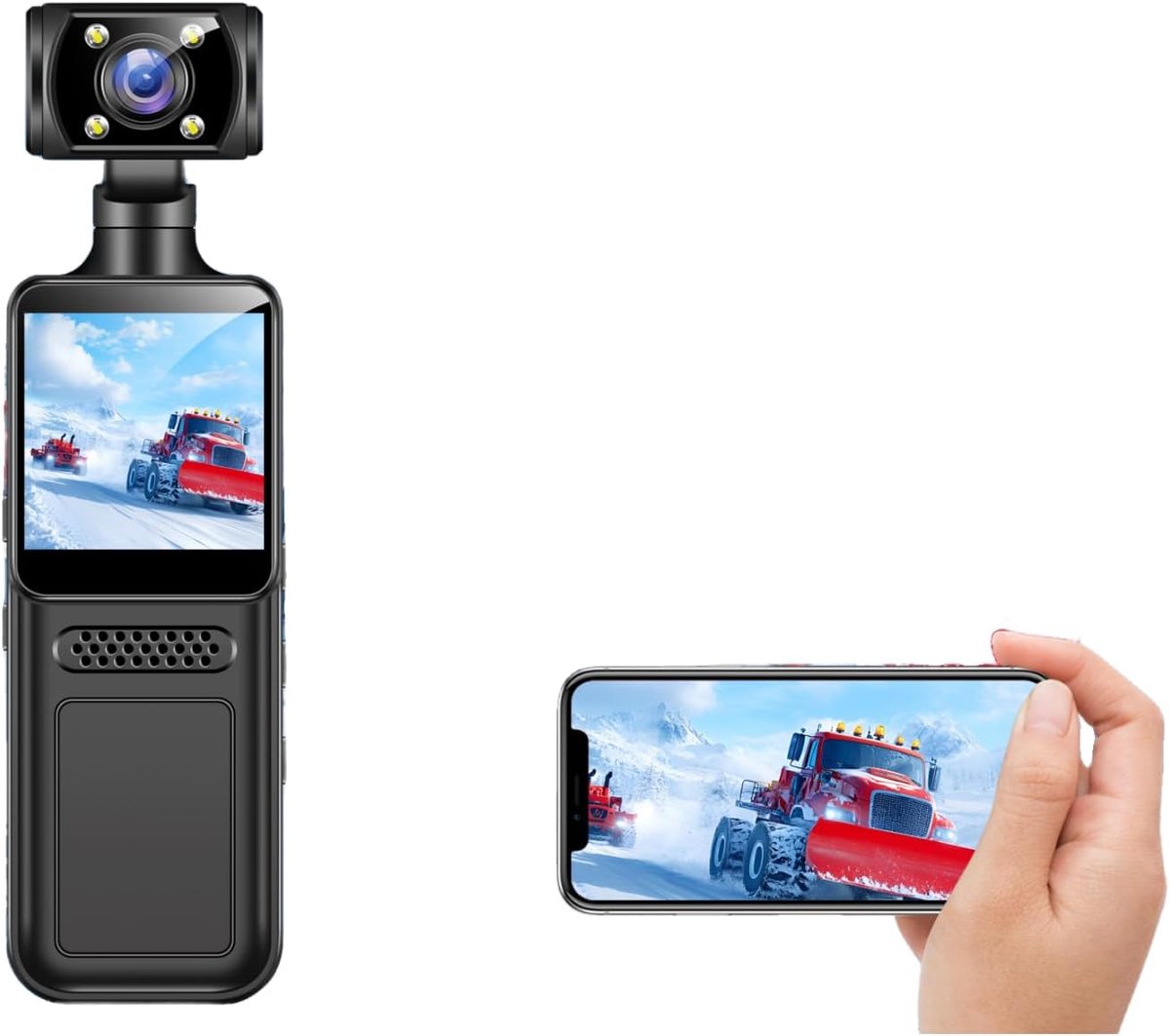 SnelShoppen - 4K 40MP Action Camera met WiFi, 180° Rotating Lens, 135° Ultra Wide, Handheld Vlogging Video Camcorder voor Buiten, Reizen, Avonturen
