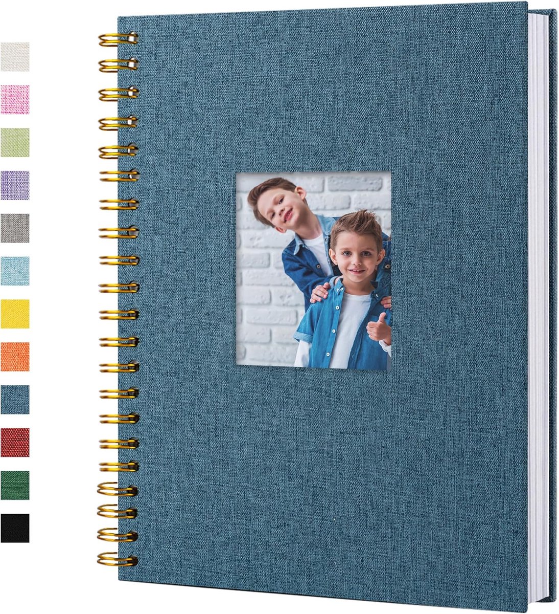 SnelShoppen - Scrapbook Foto Album met Linnen Bescherming en DIY Vensters 28 x 20 cm - Wit Binnenpapier - 40 Bladen/80 Pagina's - Marineblauw voor Fee