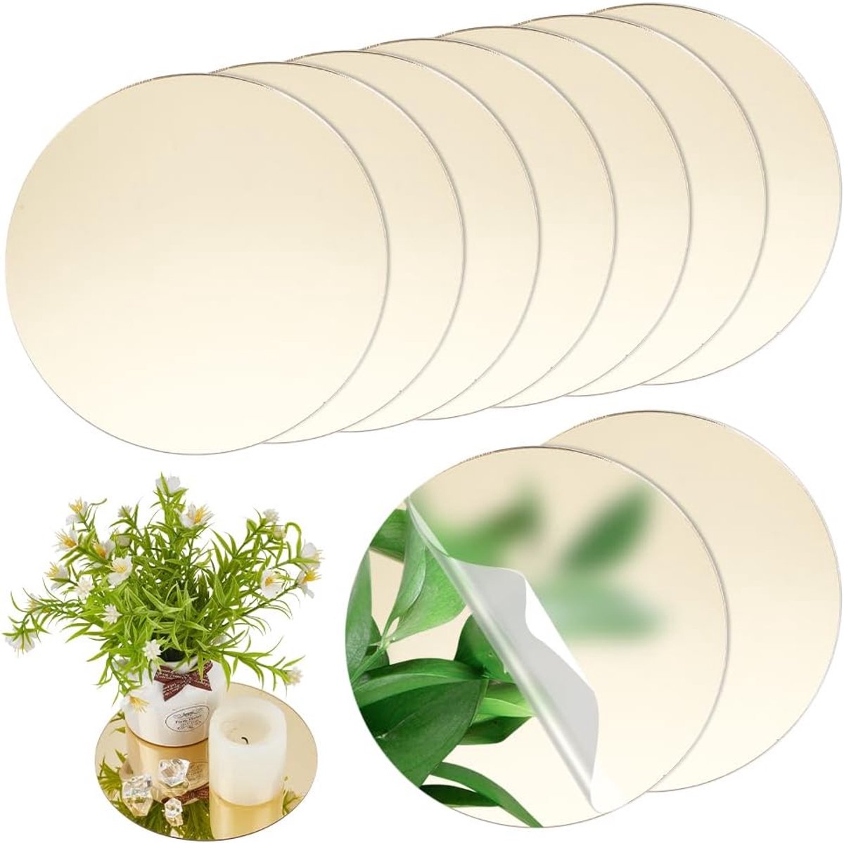 SnelShoppen - 10 Pcs Acryl Ronde Spiegel Tafels, Niet-Glazen Spiegels voor Ambachten, Bruiloft, Feest, Wanddecoraties, 15cm Diameter