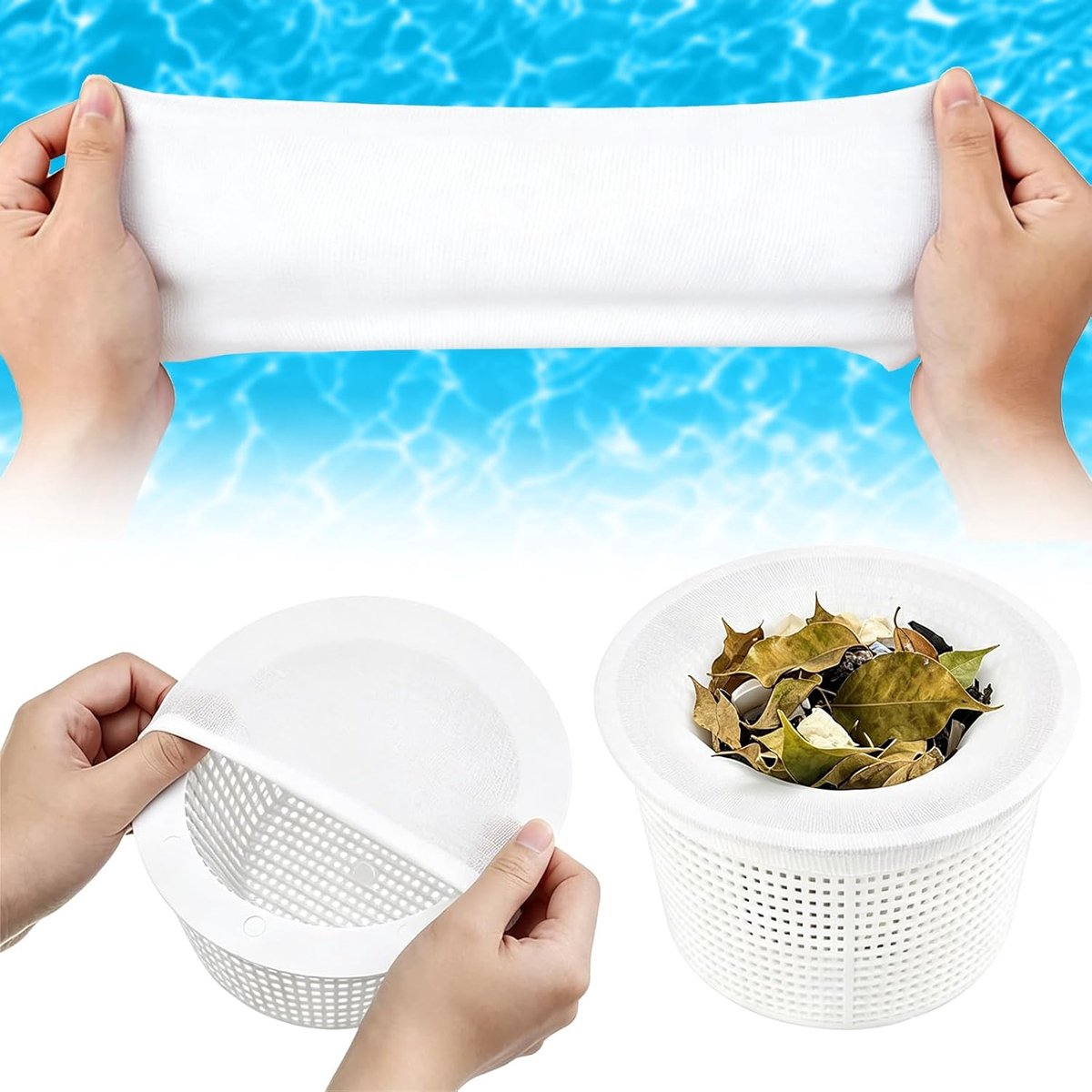 SnelShoppen - 10Pcs Pool Skimmer Socks - Herbruikbare Filter Sokken voor Fijn Filteren - Nylon Filter Net voor Skimmer Basket - Ideaal voor Zwembad On