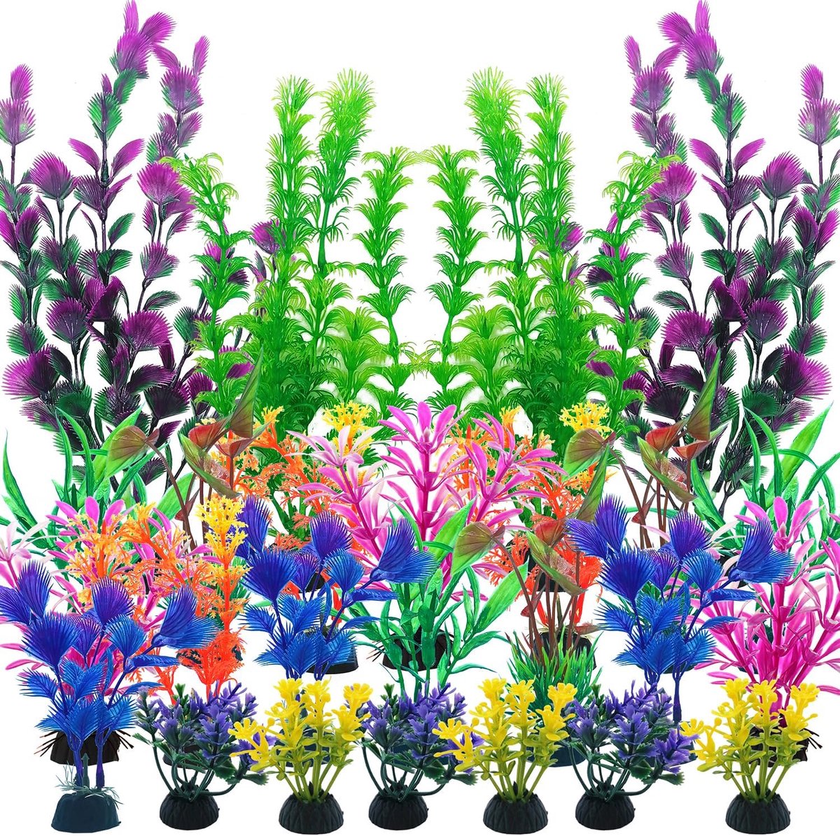 SnelShoppen - Set van 25 Kleurige Kunstmatige Aquarium Planten - Realistische Plastic Decoraties voor Zoet- en Zoutwater - Veilig en Levensecht - Hoog