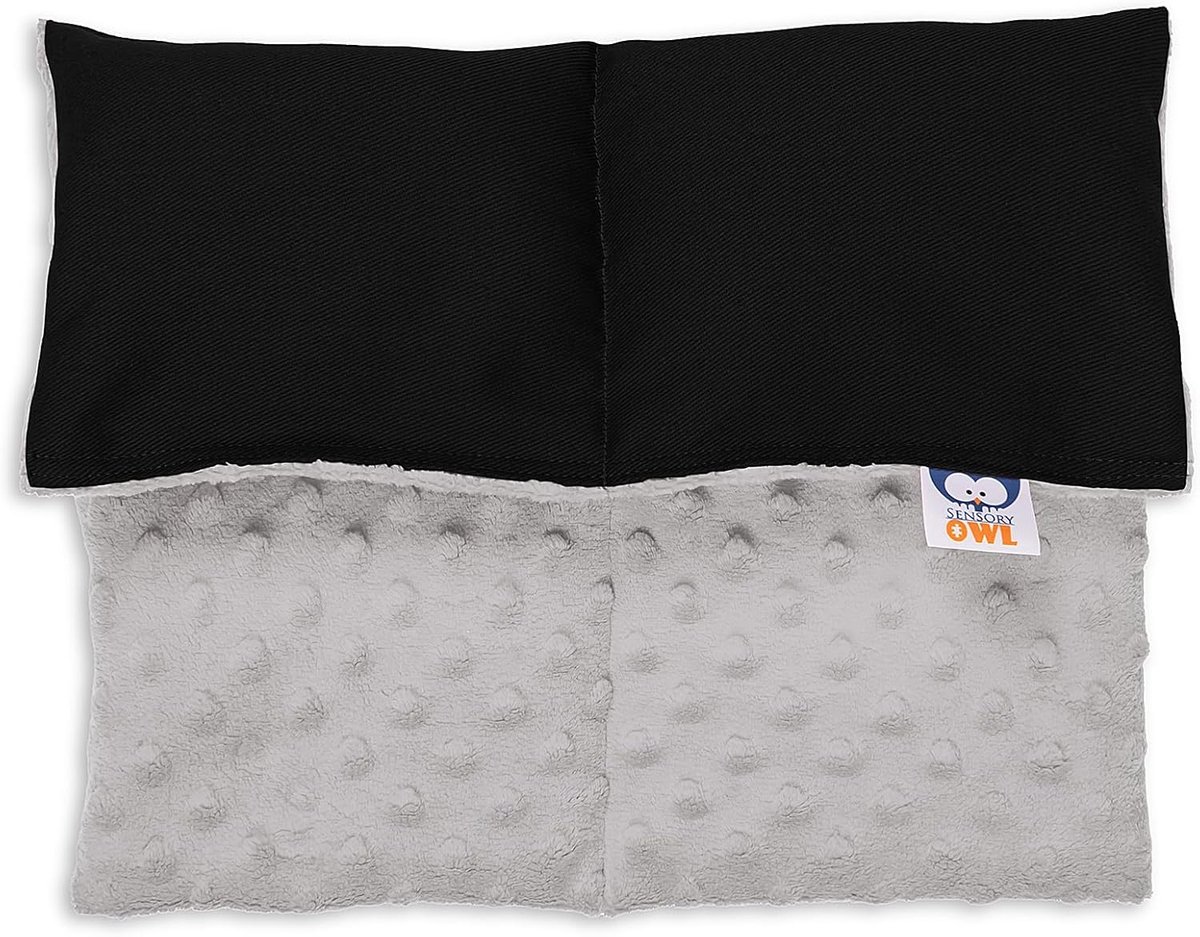 SnelShoppen - Gewogen Kussen Gewogen Lap Pad Sensorisch Kalmerend Therapeutisch voor Kinderen en Volwassenen 30 x 40cm 2kg Zwart Grijs Katoen Minky