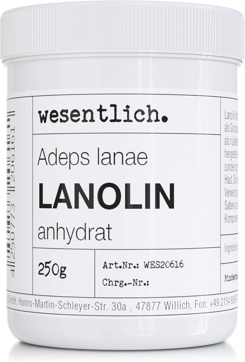 SnelShoppen - Lanolin Wool Fat Anhydrate 250 g - Natuurlijke Wollen Vet voor Huidverzorging, Anhydrous, Ideaal voor Droge Huid, Basis voor Crèmes, Lic