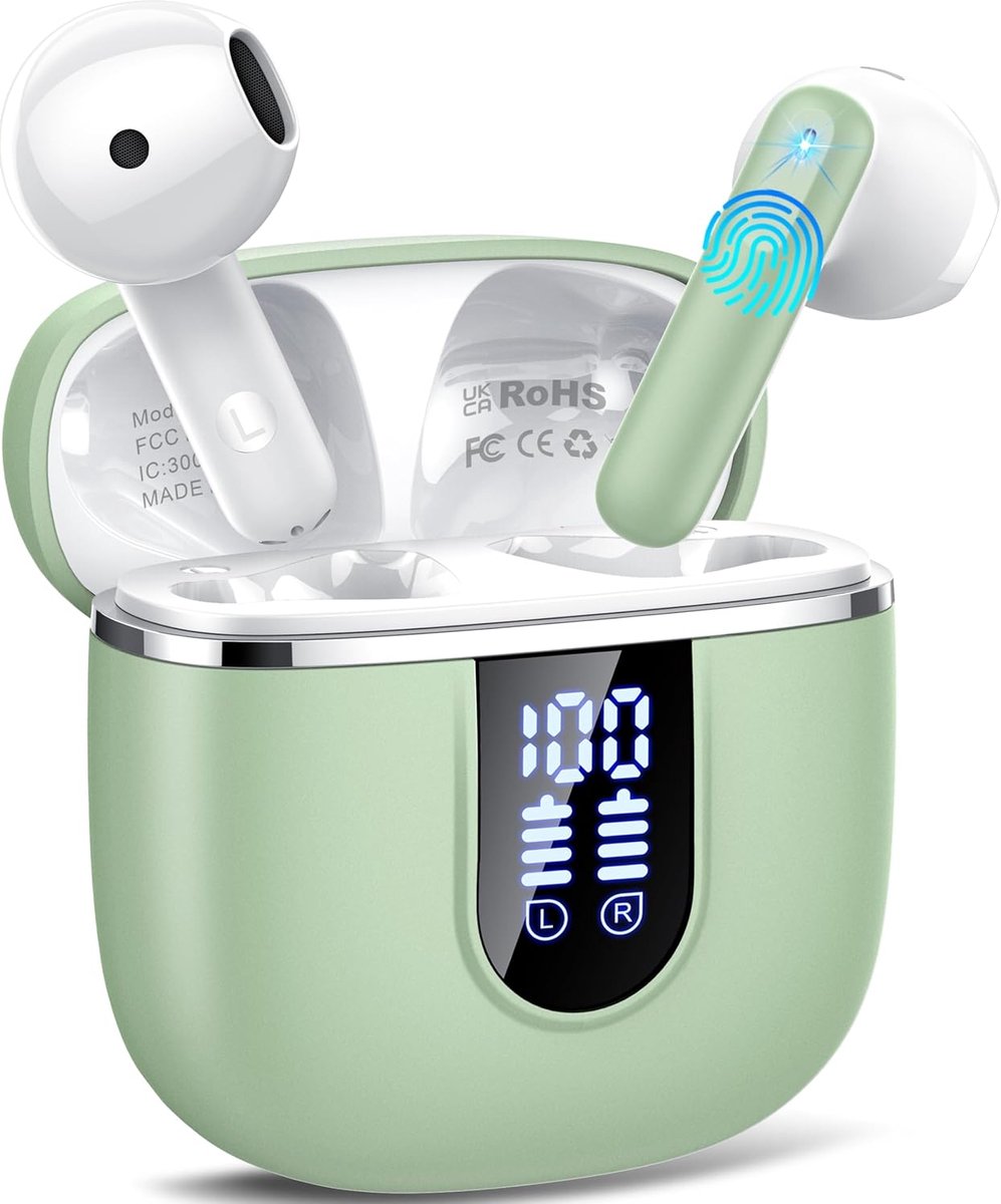 SnelShoppen - Draadloze Bluetooth Hoofdtelefoon In-Ear met Noise Cancelling, 4 Microfoons, Bluetooth 5.4, Perfect voor Sport, Reizen en Dagelijks Gebr