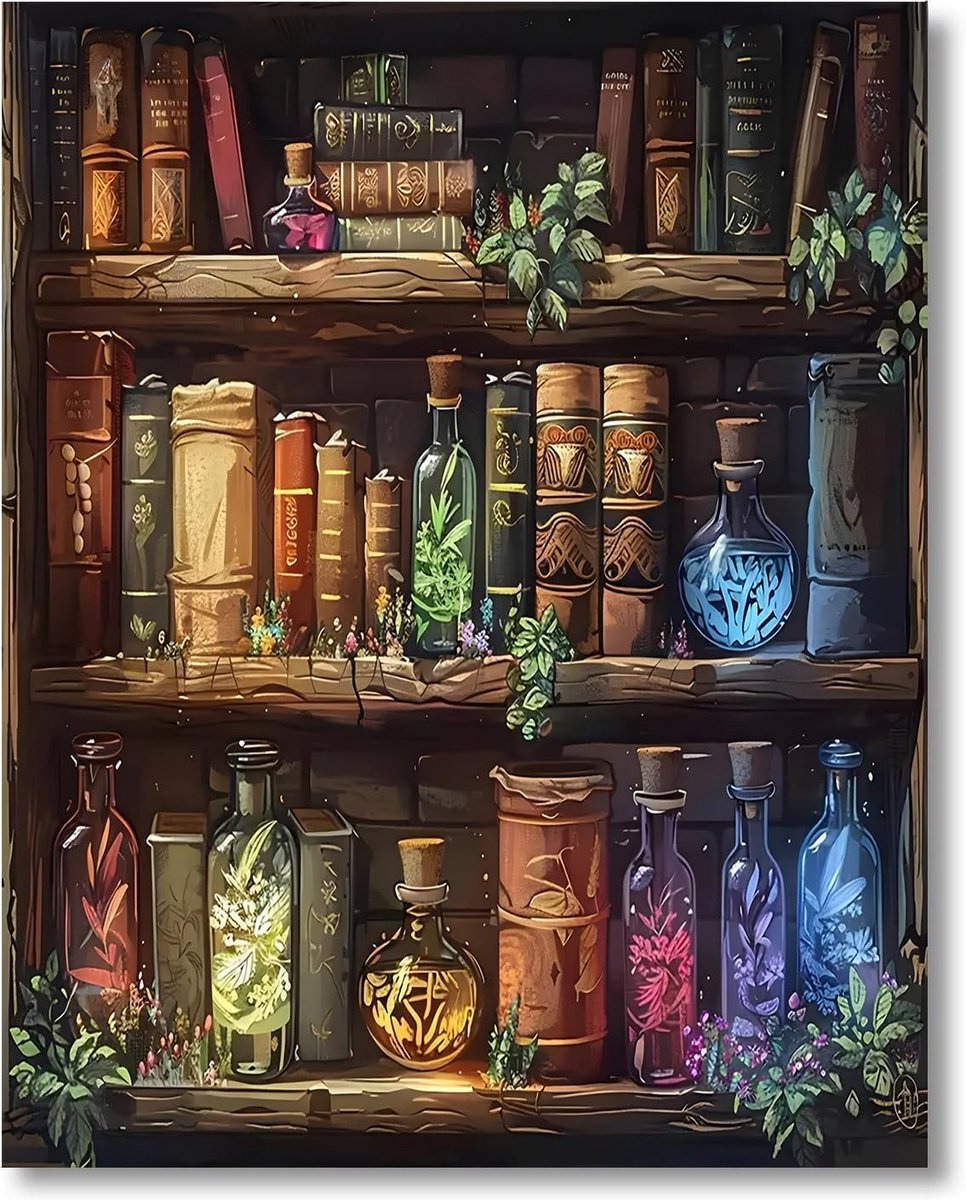 SnelShoppen - Paint by Numbers voor Volwassenen - Schilderen op Nummer Canvas, 1 Stuk, Acrylverf Set, 4 Kwasten, Wanddecoratie, Kleuren Gids, Cadeau B