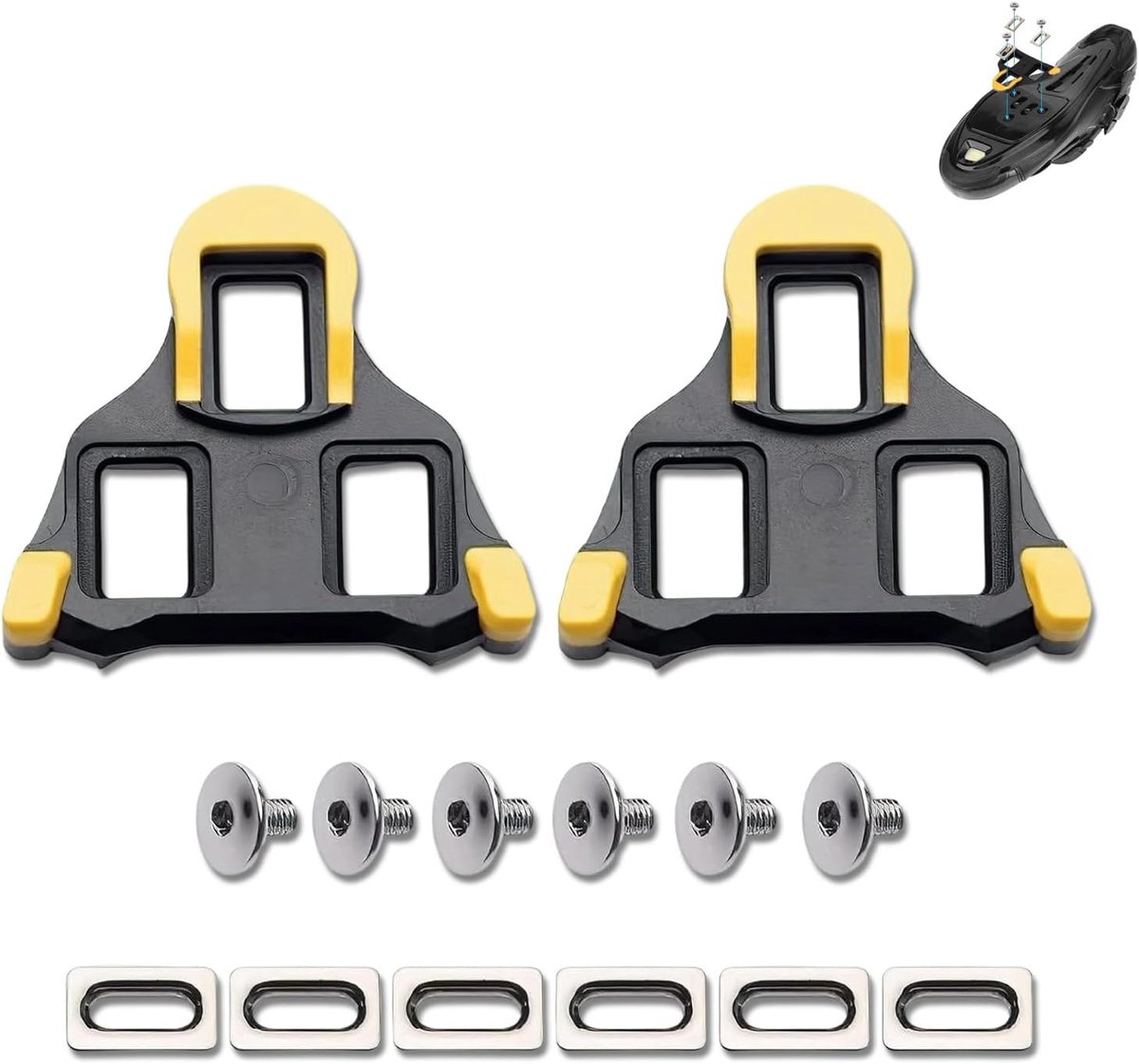 SnelShoppen - SPD Cleats voor SPD Cleatsysteem - Duurzame Snap Pedalen met Slipweerstand - Fiets Pedalen voor Wegfiets en Indoor Bikes - 2 Pack - Geel