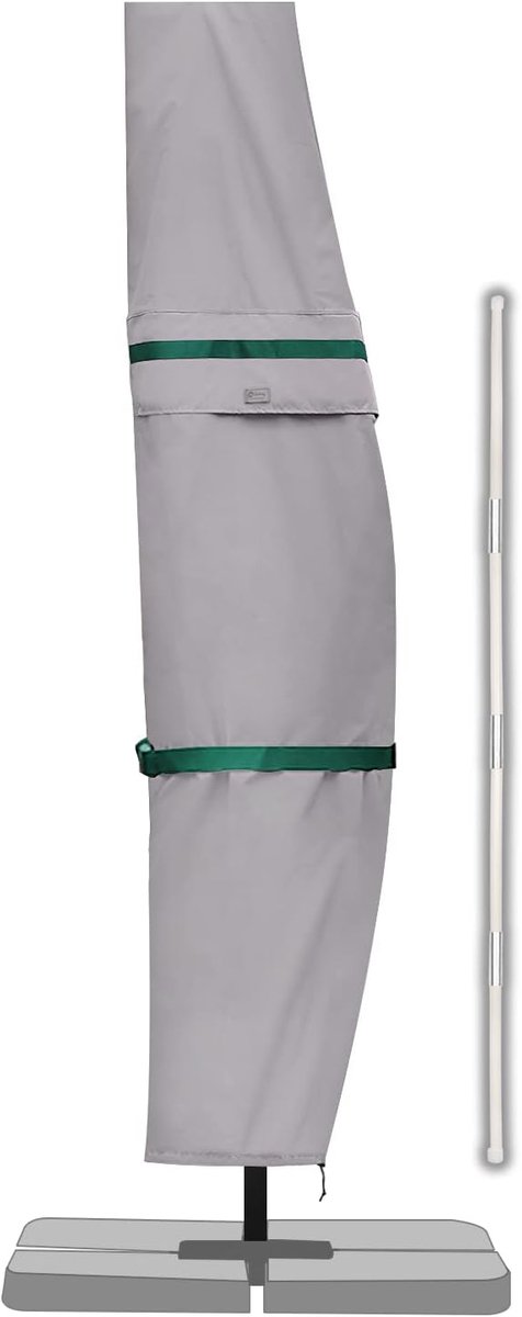 SnelShoppen - Beschermhoes voor Parasol met Stok, Ventilatiegaten, Waterdicht, 100% Polyester, Lichtgrijs, Tuin & Balkon, Maat 260 x 40/70/50 cm
