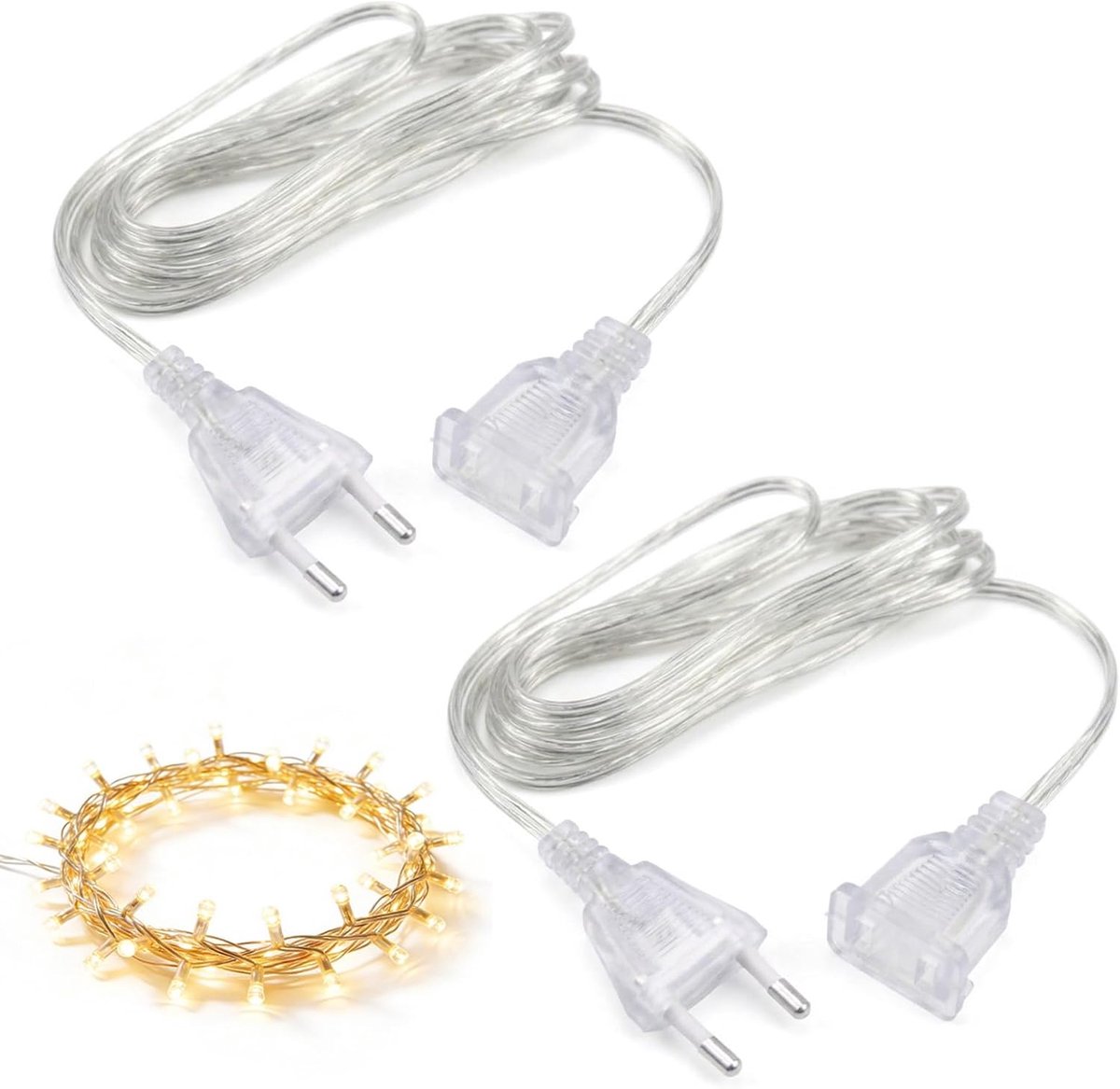 SnelShoppen - Electric Extension Cable 5 m Plat Dun Transparant voor Kleine Elektrische Toestellen, LED Lantaarns, Buiten en Achter Tuinmeubelen