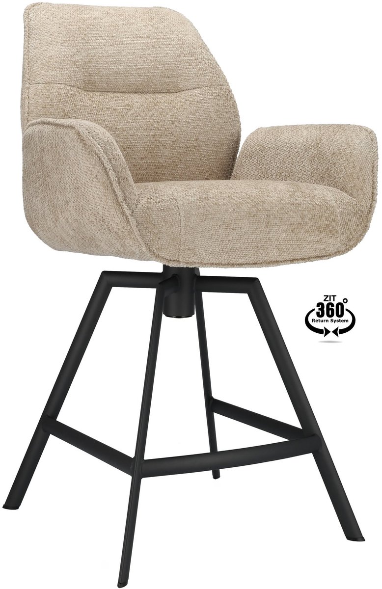 Icon Living - Barkruk Lux ZH 65 Stof Movie Desert Leg Black 360° Return-system