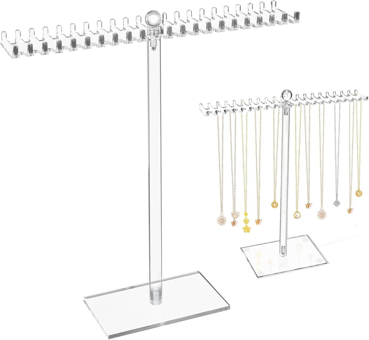 SnelShoppen - Necklace Display - Acryl Sieradenhouder met 40 Transparante Haakjes voor Kettingen, Oorbellen, Ringen - 1 Stuk