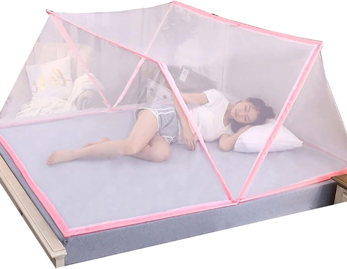 Opvouwbare Klamboe - Bedhemel Net - Rustig Slapen - Ademend Gaas - 190x80x80cm - Roze