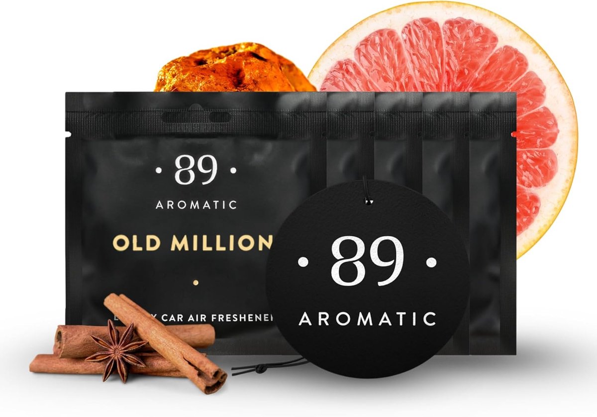 SnelShoppen - Aromatische Paper Car Air Freshener 5-Pack - Musk, Kaneel, Amber & Grapefruit - Geurpendant Tegen Geurtjes - Voor Auto & Thuis - Tot 100